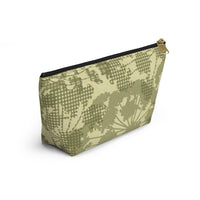 Floral Plaid Accessory Pouch w T-bottom in Green